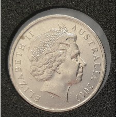 AUSTRALIA 2007 . FIVE 5 CENTS COIN . ERROR . DOUBLE HEADER . 100% GENUINE